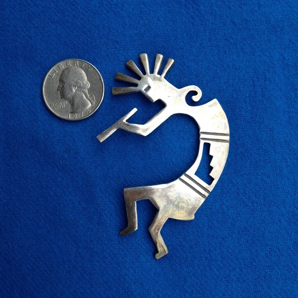 Vintage Sterling Silver Kokopelli Brooch - Picture 6 of 8